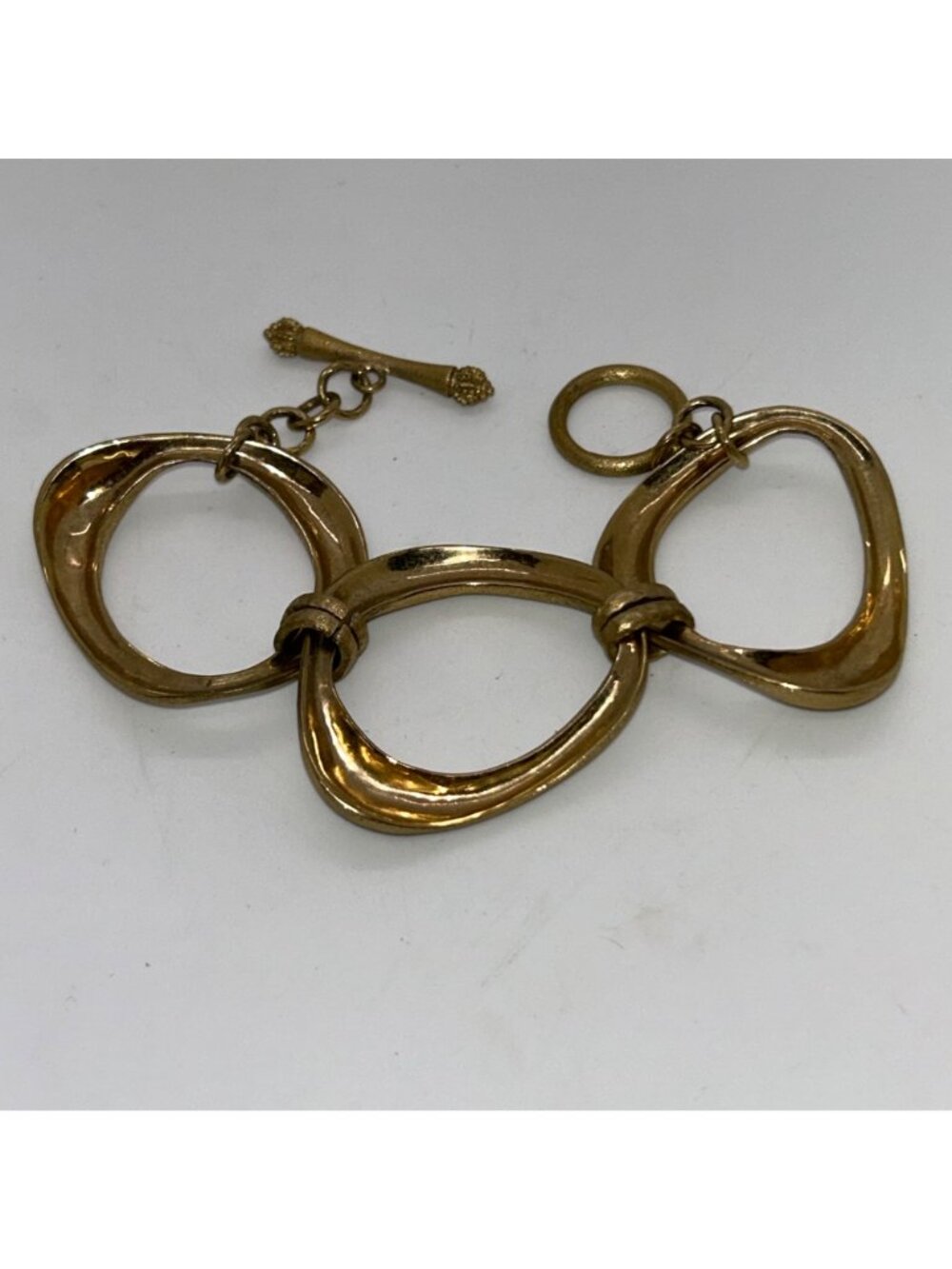 Rivka Friedman Brushed Gold-tone Oval Link Bracelet Clad Textured Statement - Picture 9 of 14